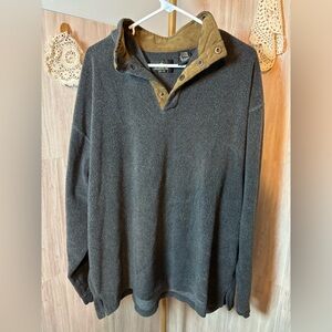 RedHead Men's Charcoal Fleece Sweater with Brown Collar